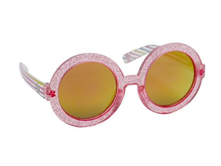 Skye Pink Glitter Round Kids Sunglasses For Sale